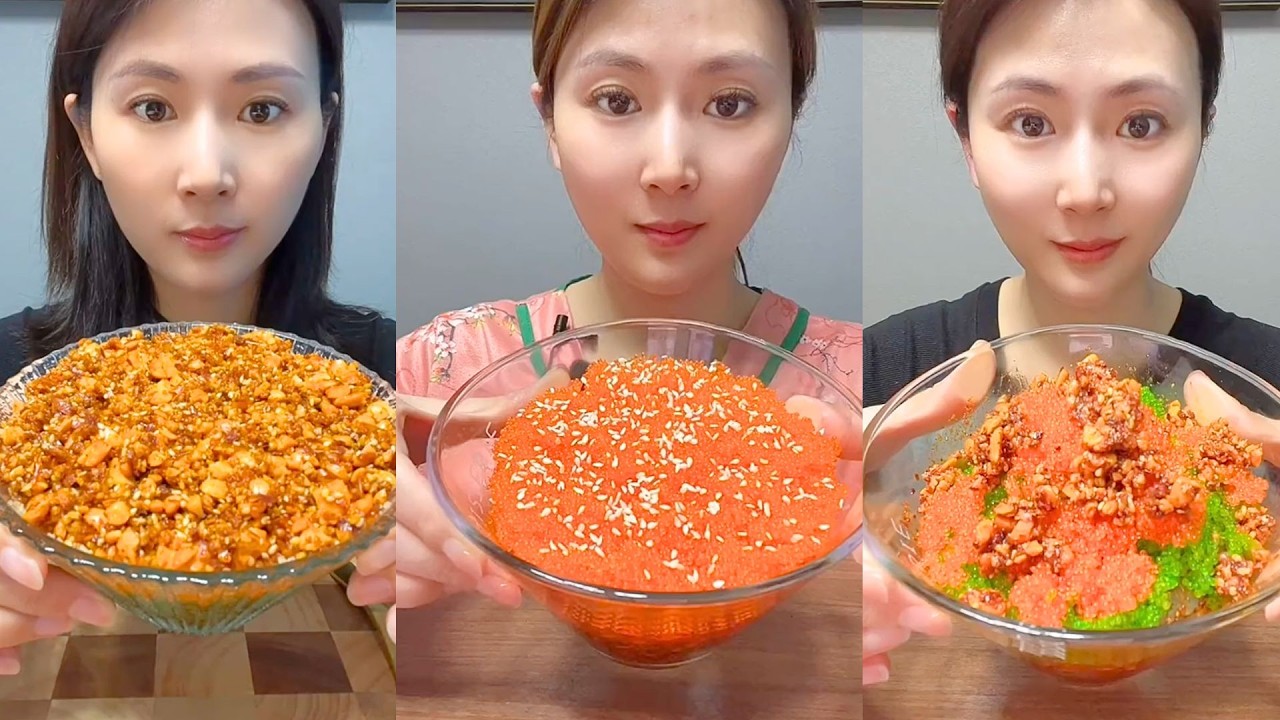 Chinese Colorful Fish Roe & Spicy Seafood ASMR | Crunchy Eating Sounds #147