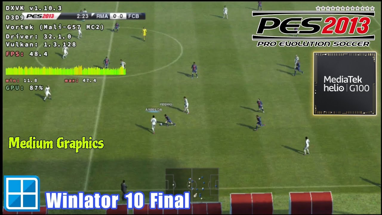 PES 2013 | Test on MediaTek Helio G100 | Winlator 10 Final