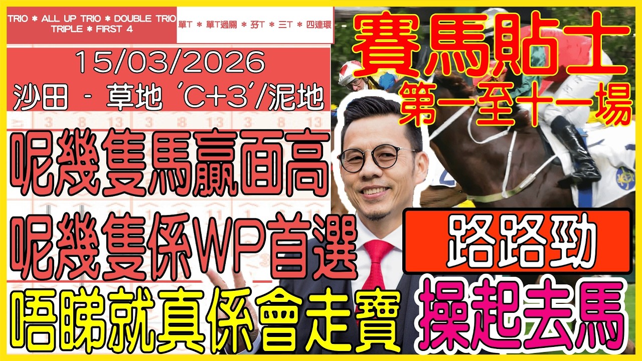 【賽馬貼士提供】2026年3月15日 沙田 (第一至十一場) 呢幾隻馬贏面高 呢幾隻係WP首選 !!! 路路勁 操起去馬!!! #賽馬貼士 #賽馬 #賽馬投注 #賽馬分析