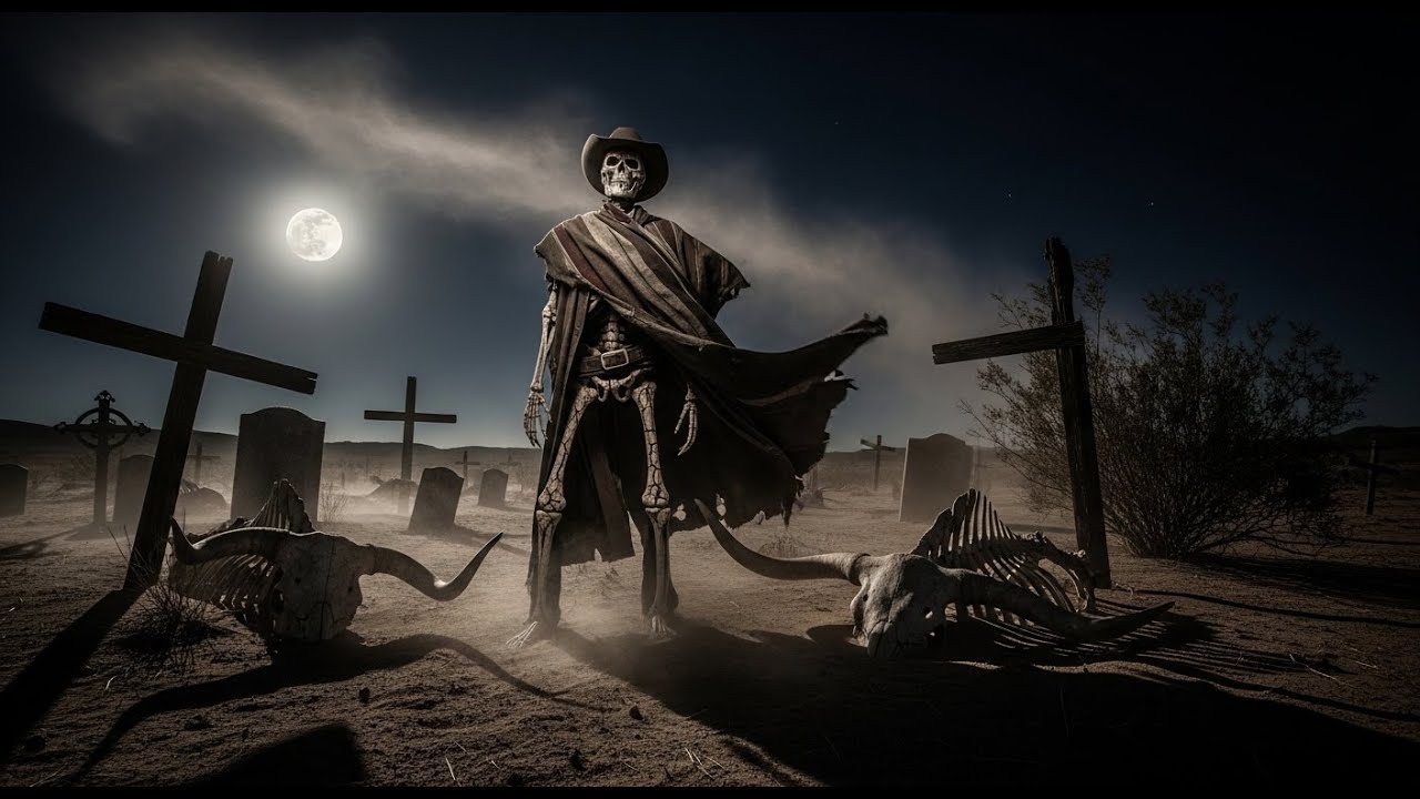 Western Gothic Night Atmos – Skeletal Cowboy 4K