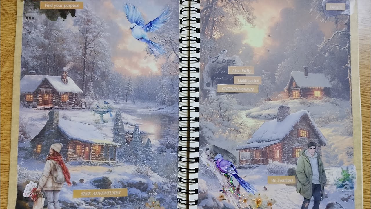 ❄️ASMR cozy winter journaling ☃️❤️ #asmr #journaling #collage #papertherapy