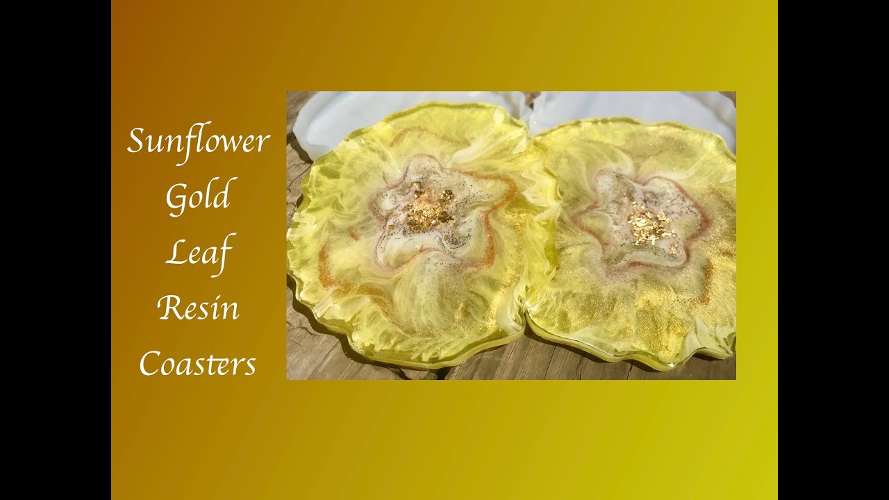 Resin Art Sunflower Coasters with Gold Leaf Embellishments ~ Silicone Molds