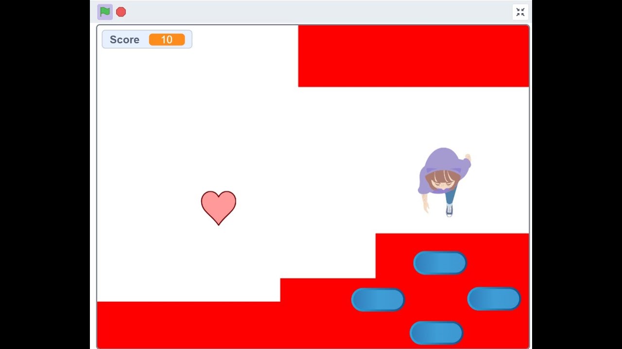 Керуємо переміщенням персонажа та збираємо серця Scratch