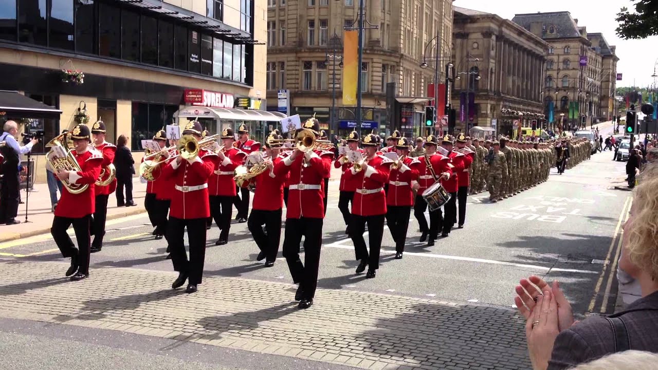 1st Battalion The Yorkshire Regiment Marching Through Bradford