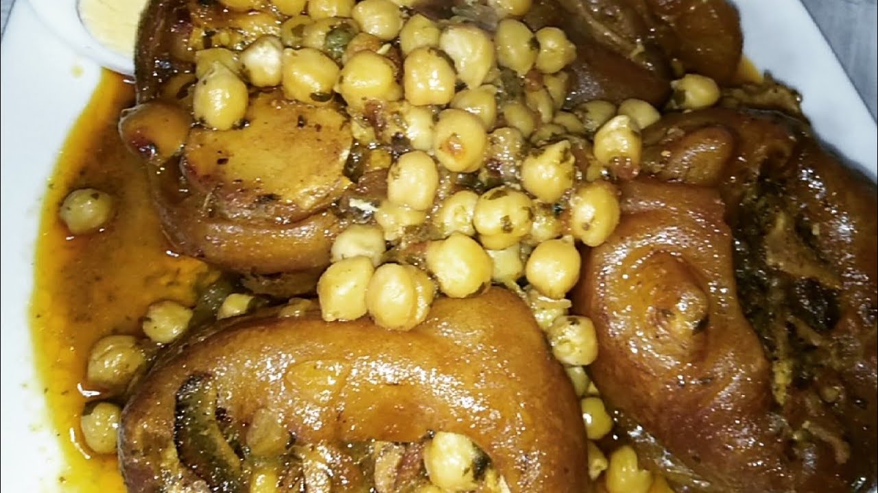 RECETA FÁCIL GARBANZOS CON MANITAS DE TERNERA AL ESTILO MARROQUÍ/HOW TO MAKE VEAL FEET WITH CHICKPEA