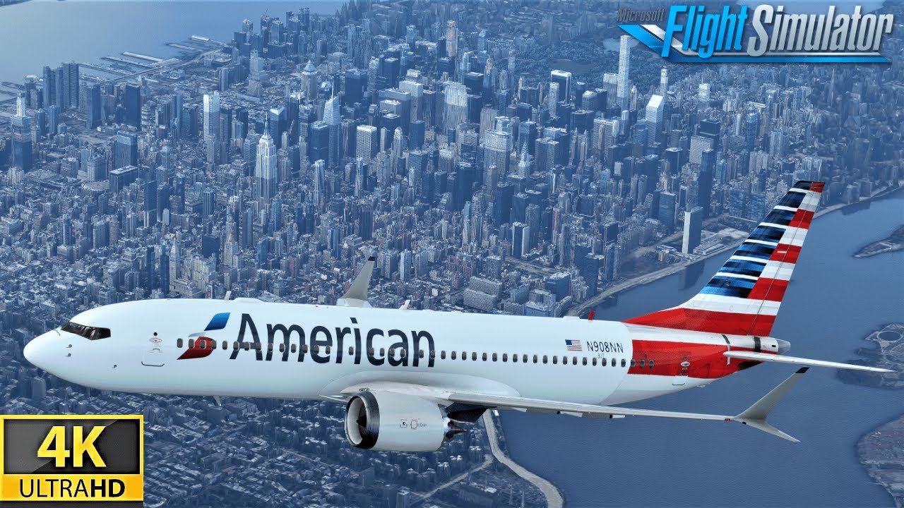 Microsoft Flight Simulator 2020 4K ULTRA GRAPHICS New York takeoff Boeing 737 MAX