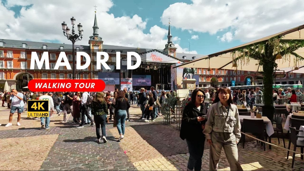 MADRID Spain Walking Tour in 4K | Plaza Mayor, Sol, Sevilla