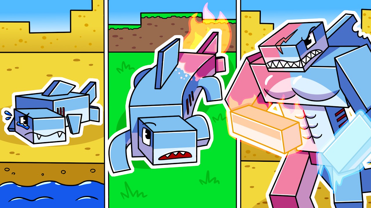 I Survived 100 DAYS as an ELEMENTAL LAND SHARK in HARDCORE Minecraft!