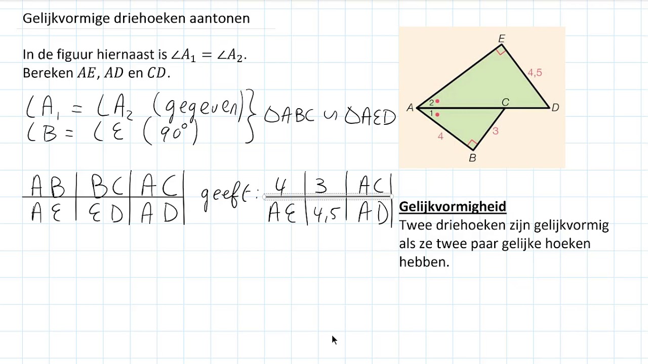 Gelijkvormige driehoeken aantonen (3 HAVO)