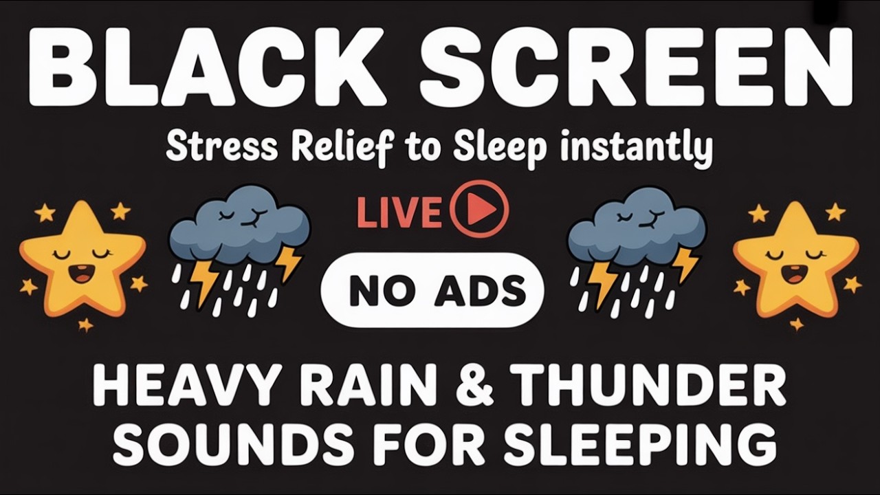 BLACK SCREEN Heavy Rain and Thunder Sounds for Full Night Sleep and Total Relaxation 12