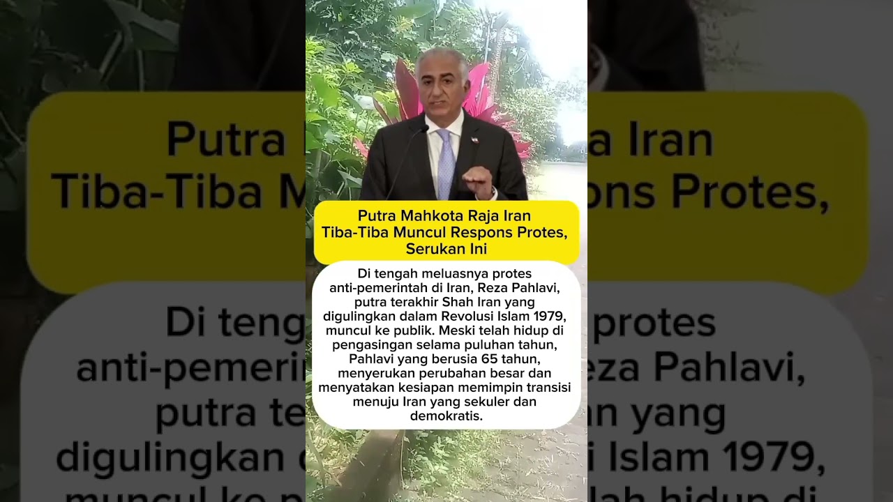 Putra Mahkota Raja Iran Tiba-Tiba Muncul Respons Protes, Serukan Ini. 