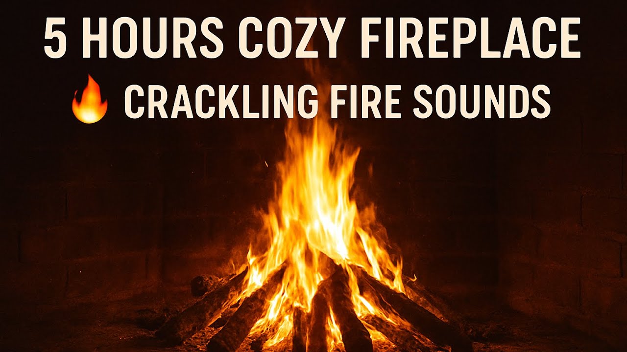 5 Hours Cozy Fireplace 🔥 Crackling Fire Sounds for Relaxation, Sleep & Study