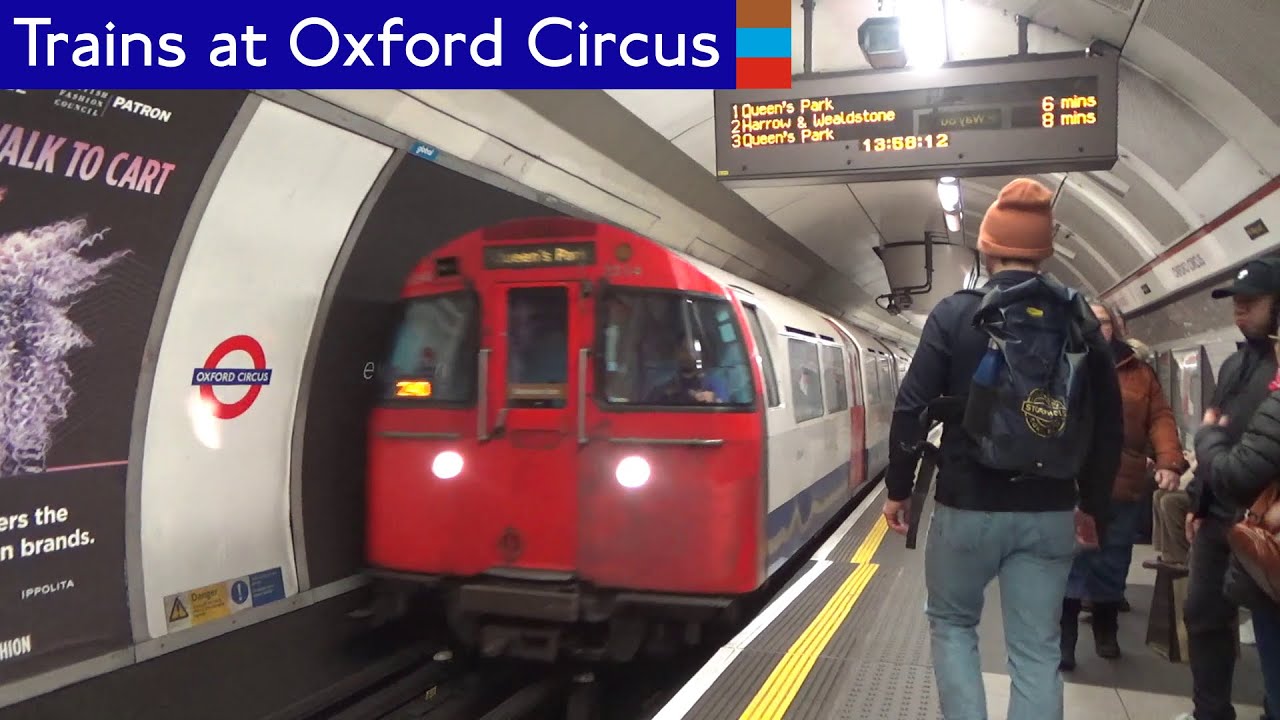 London Underground: Central, Bakerloo and, Victoria line trains at Oxford Circus