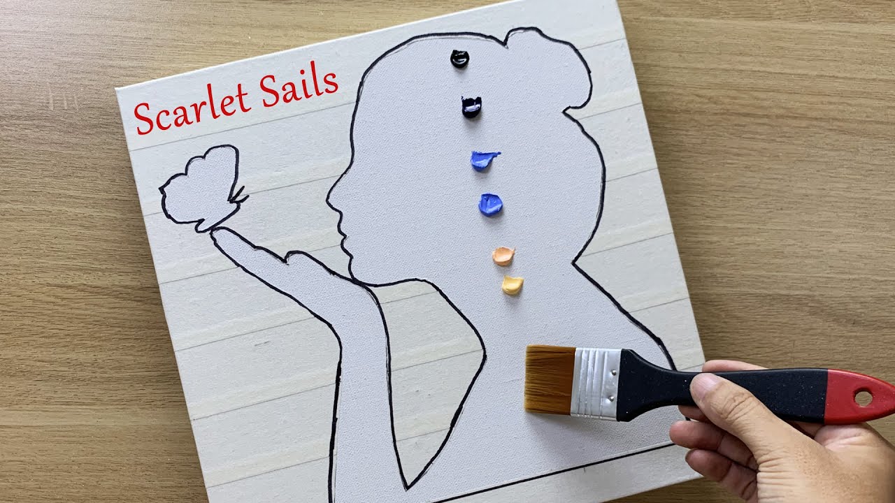 Daily challenge #149 / Tape Art / Scarlet Sails Acrylic Painting