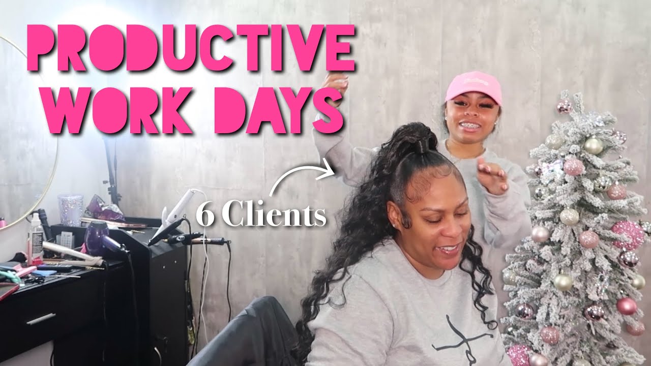 Vlogmas Day 11 & 12 ❄️ | Spend A Productive Work Day With Me Doing Hair! waking up @ 6am (6 Clients)