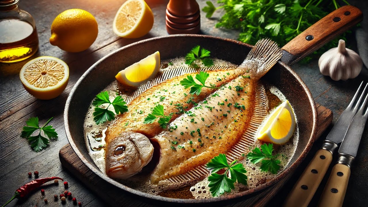 La sole à la poêle  سمك الصول بمذاق أكثر من رائع