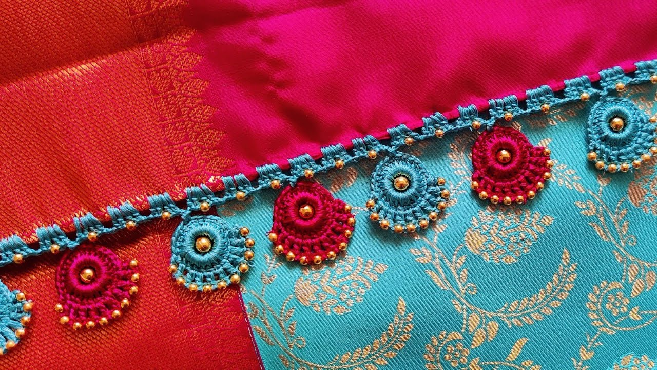 bridal saree kuchu design, without kuchu krosha design #sareekuchu #bridal  // Nandana Creations //