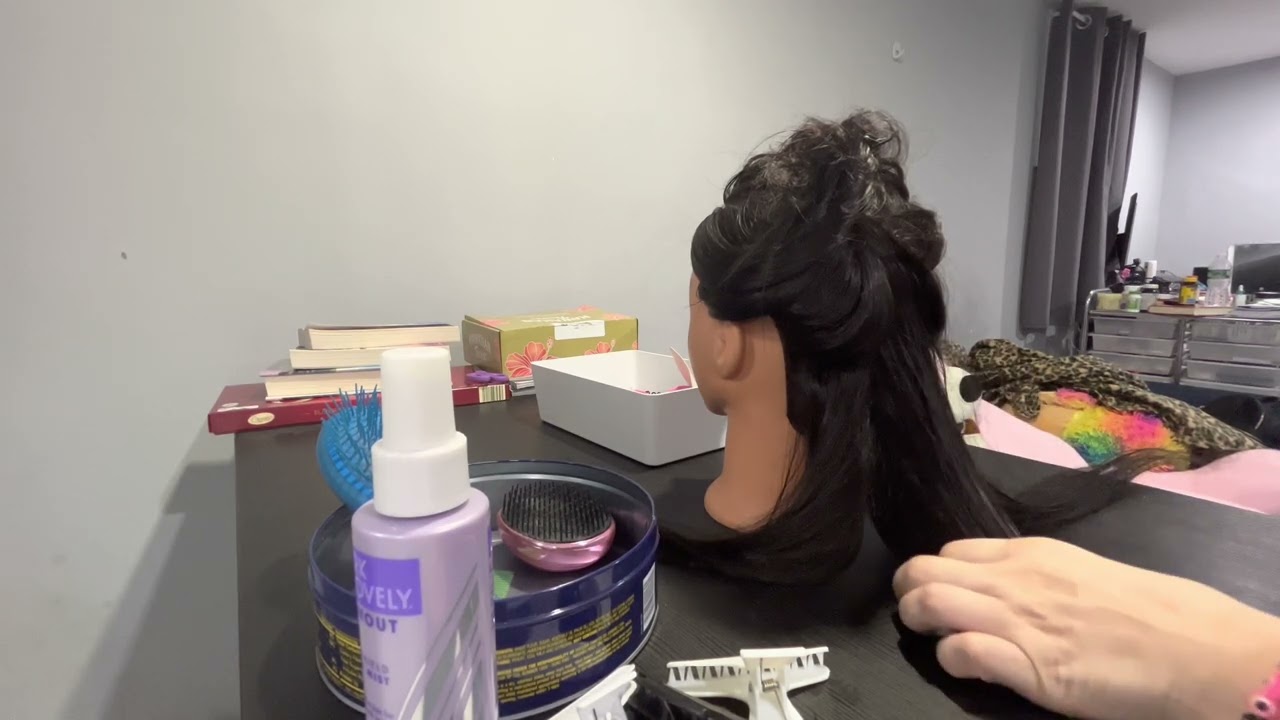 ASMR flat ironing hair | hair brushing, and combing