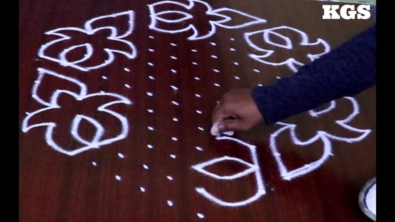 Diwali Rangoli 15x8 middle dots Beautiful Rangoli Muggulu | Latest Kolam | Easy Designs |KGS Rangoli