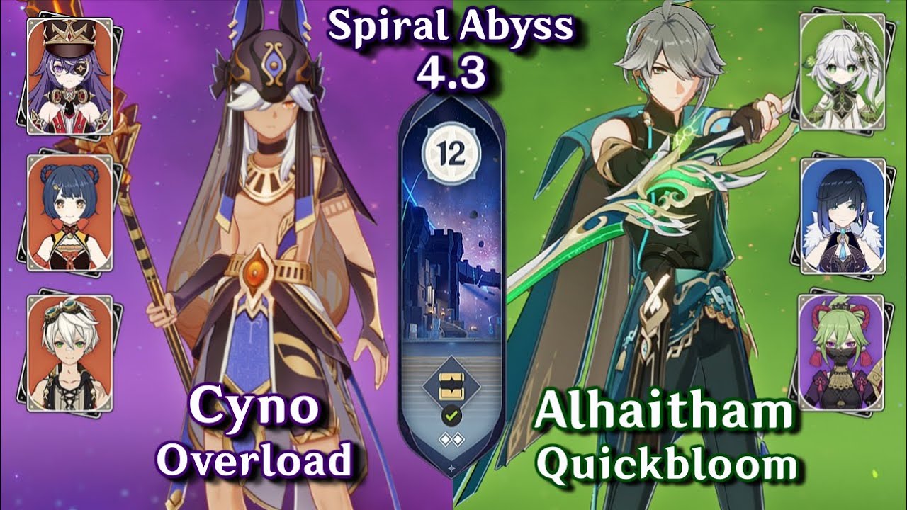 C0 Cyno Chevreuse Overload & C0 Alhaitham Quickbloom | Spiral Abyss 4.3 Floor 12 9⭐| Genshin Impact
