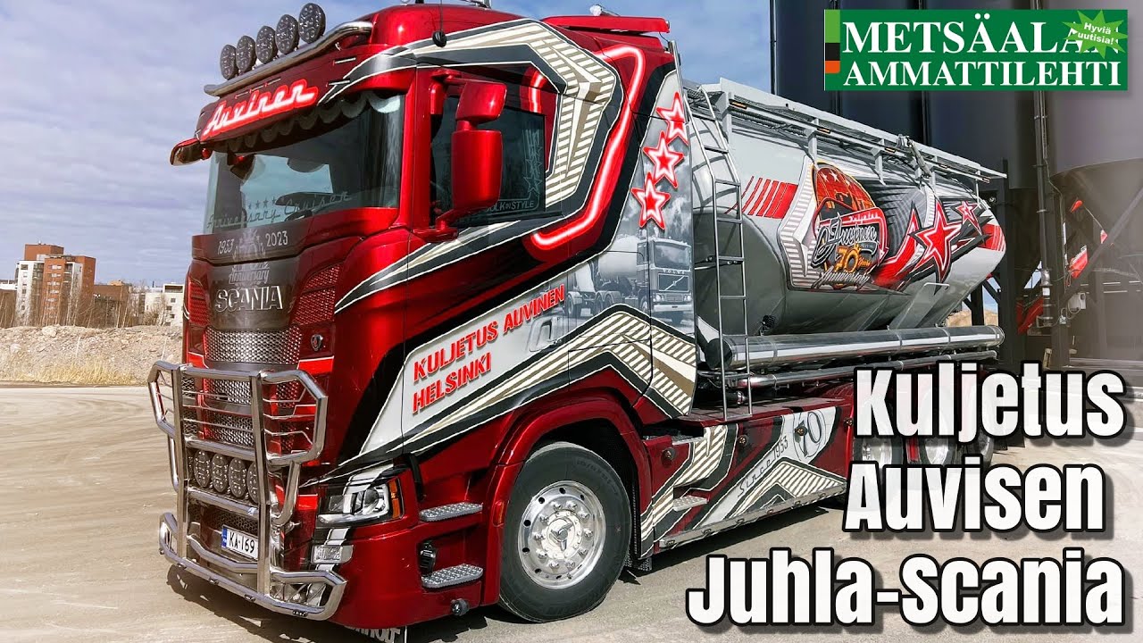 Kuljetus Auvinen Oy:n uusi Scania juhlistaa yhtiön 70-vuotista historiaa