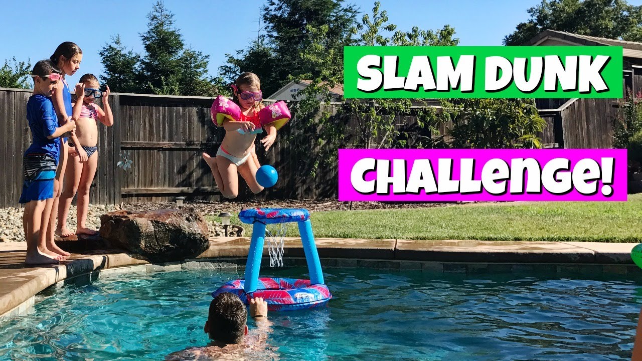 SLAM DUNK SWIMMING POOL CHALLENGE! FAMILY VLOG