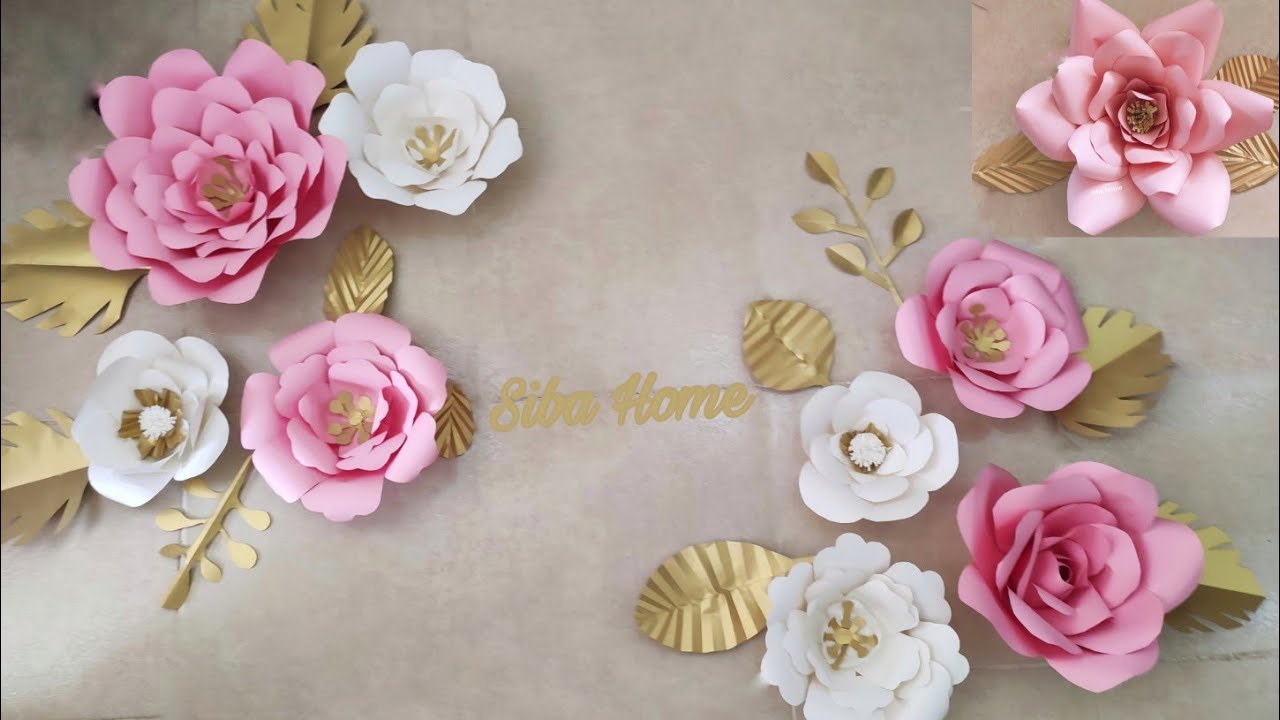 طريقة عمل ورده بالورق الملون  للديكورات والزينة🌺, DIY How to Make Large Size paper flower  جزء3