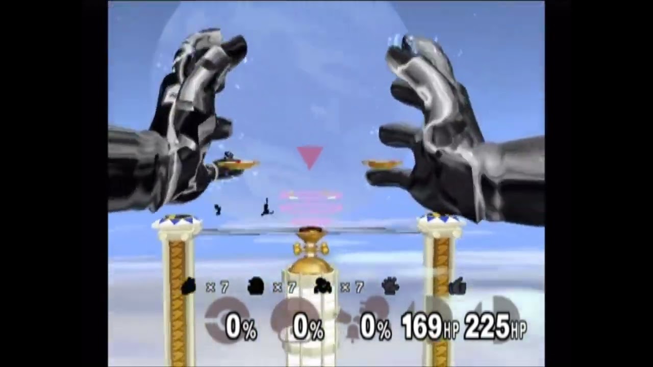 SSBM Crazy Mod - Giant Metal Hands vs Tiny Shadow Mewtwo, Mario, & G&W