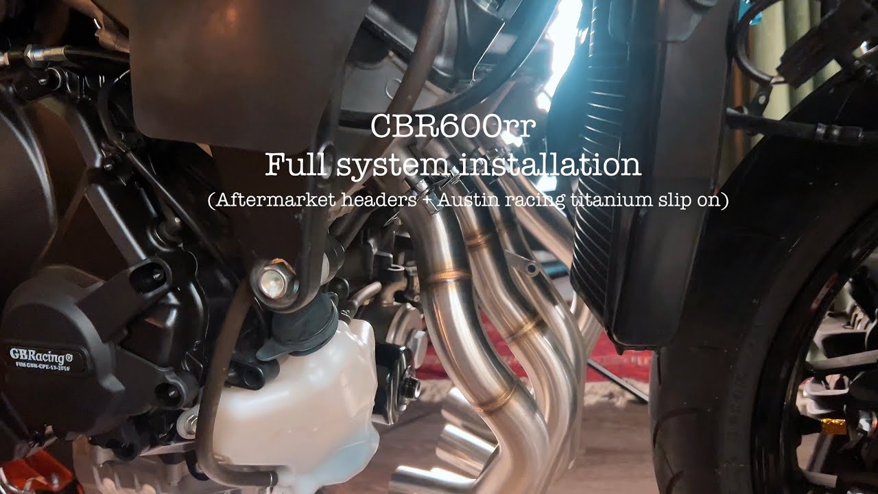 Aftermarket headers + Austin Racing slip on installation on a 2025 CBR600rr