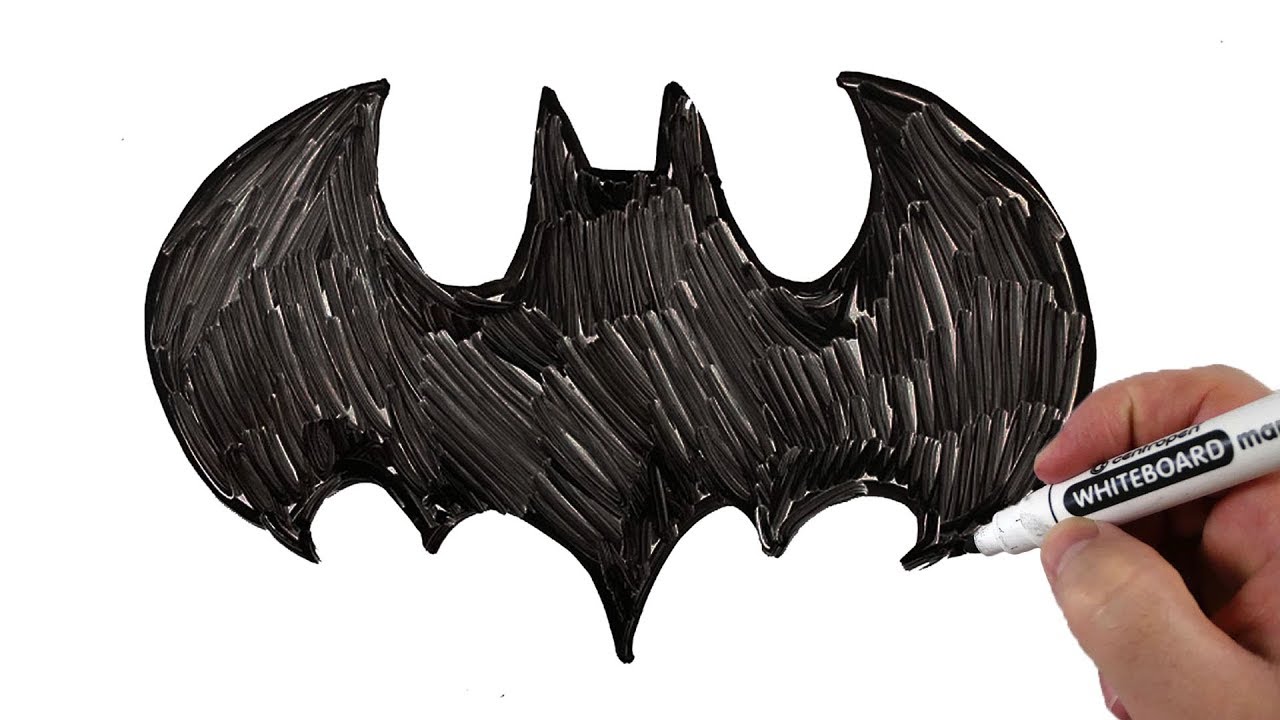 How to Draw Batman Logo Easy 🦇 Drawing on a Whiteboard