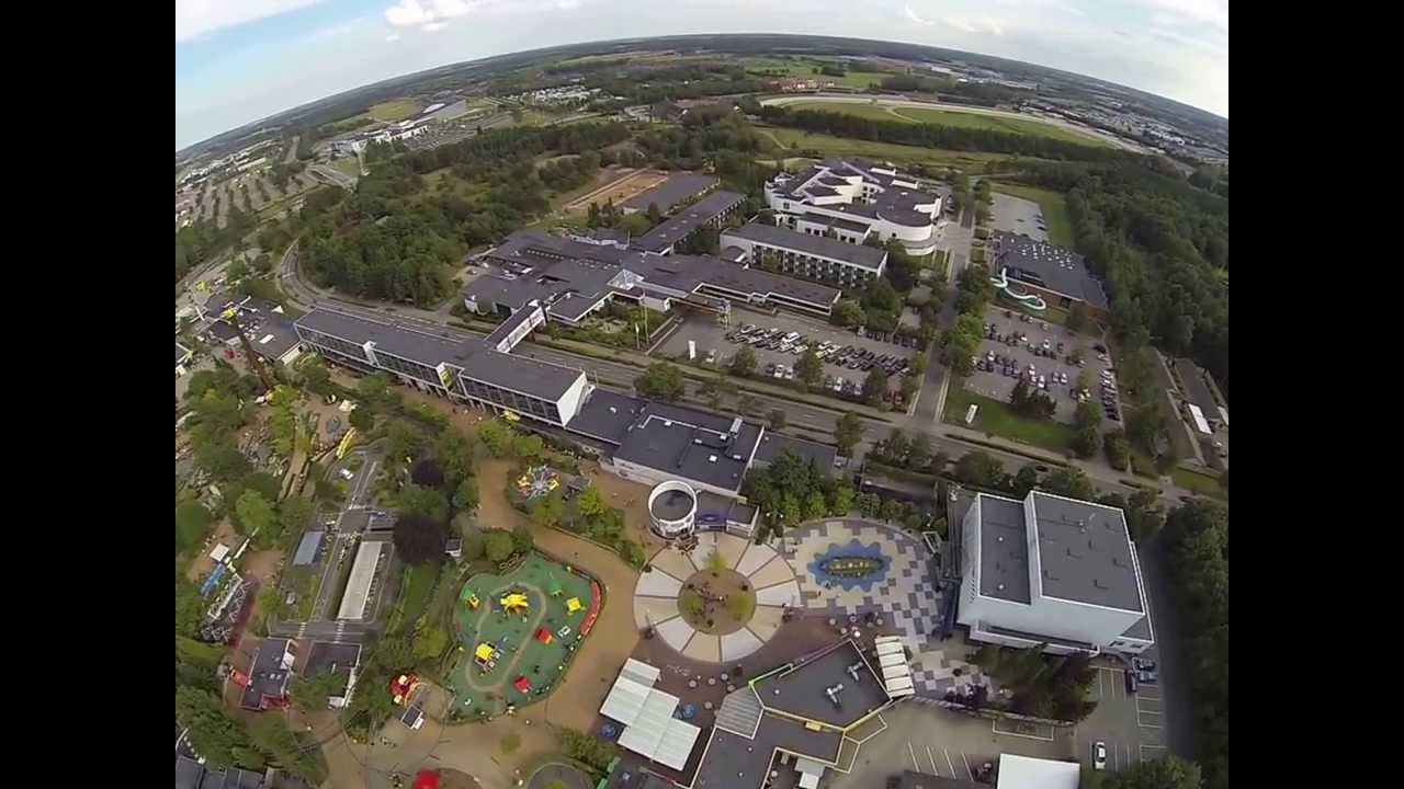 Legoland Billund Denmark and the Lego Factory filmed from a Quadcopter