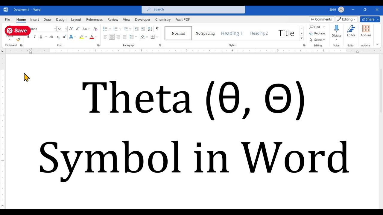 How to write the theta symbol in the MS Word On Keyboard
