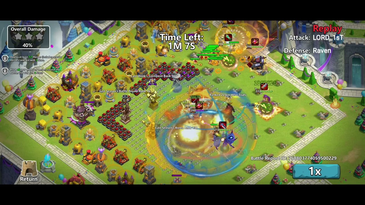 Attack Raven with 3 hero Clash of Lords 2