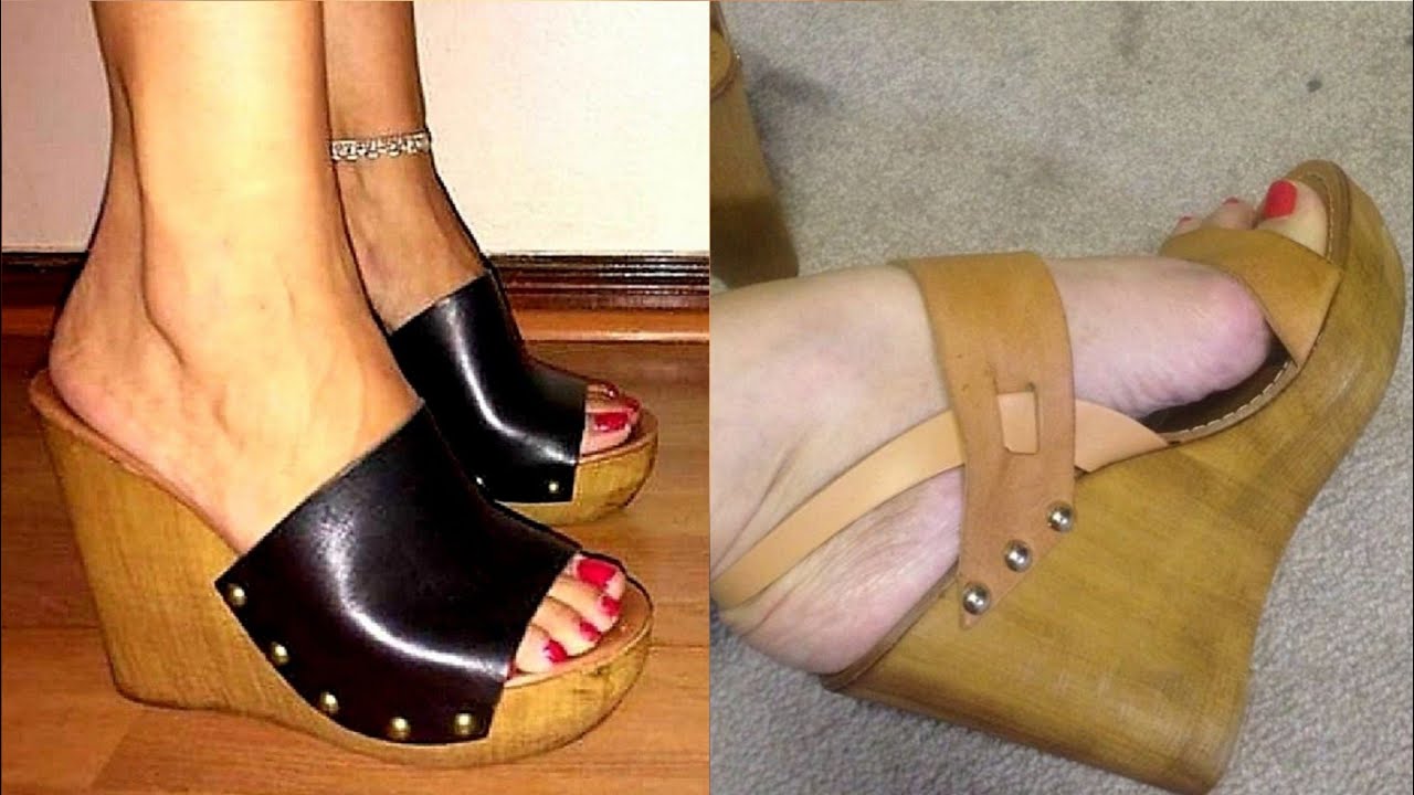 Fabulous collection of wooden wedge heels sandals design for formal weaar
