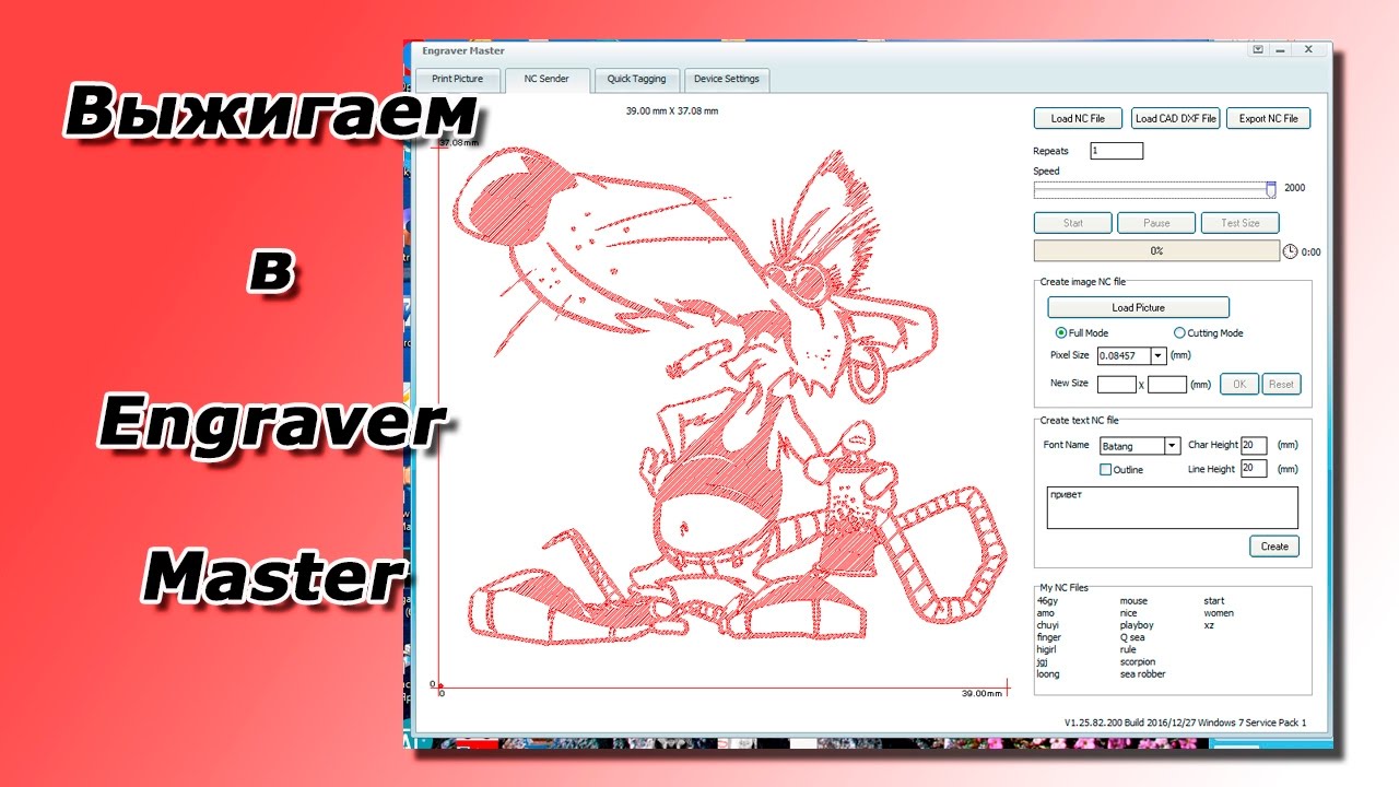 Выжигаем лазером в программе Engraver Master