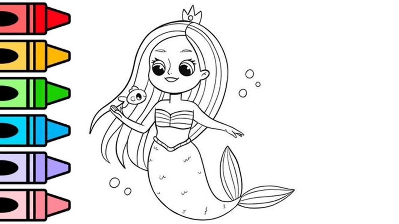 Cute Mermaid Drawing Painting Coloring For kids And Toddlers Easy Kids Arts 