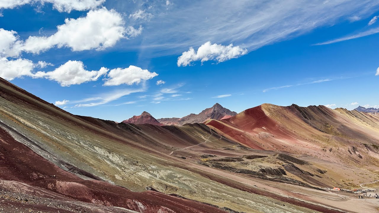 The Rainbow Mountain or Vinicunca from drone