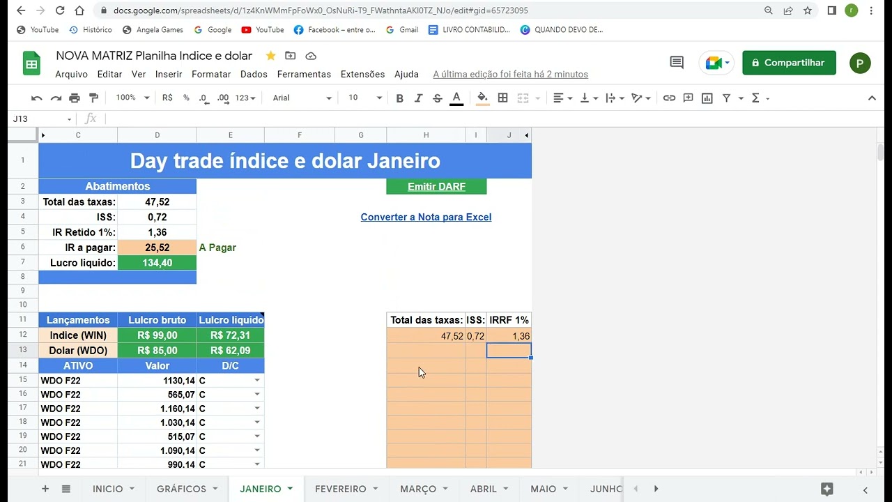 TUTORIAL PLANILHA DAYTRADE QUE SEPARA OPERA&Ccedil;&Otilde;ES DE MINI &Iacute;NDICE E MINI D&Oacute;LAR