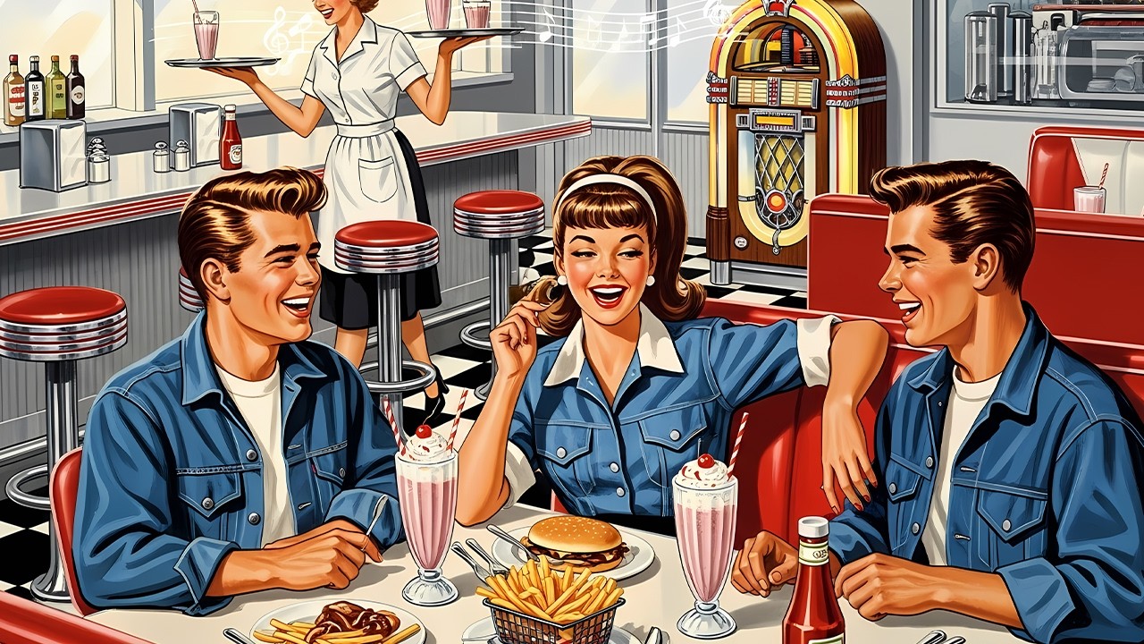 classic american diner mood 🍔 | old jukebox jazz and cozy café vibes