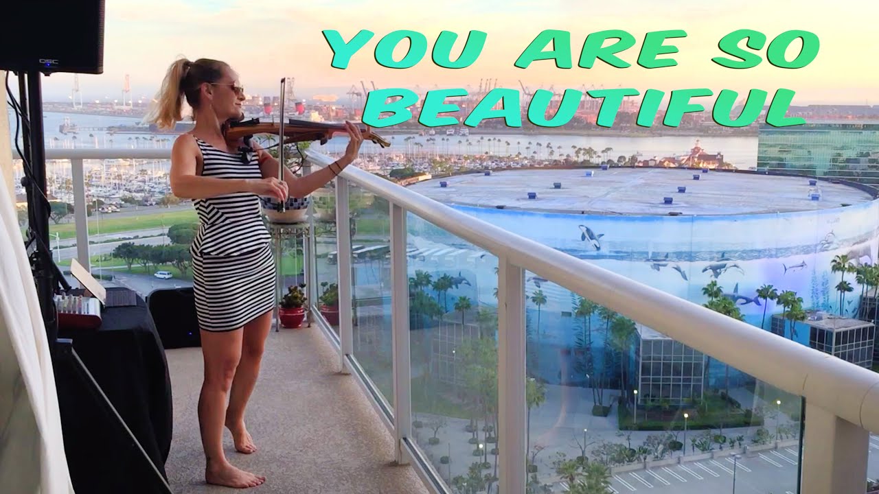 Marta Z - Electric Violin Sunset Balcony Performance for Neighbors - You Are So Beautiful Cover Song