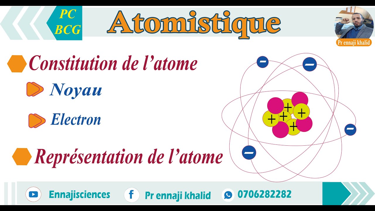 Atome et ses constituants cours et exemples
