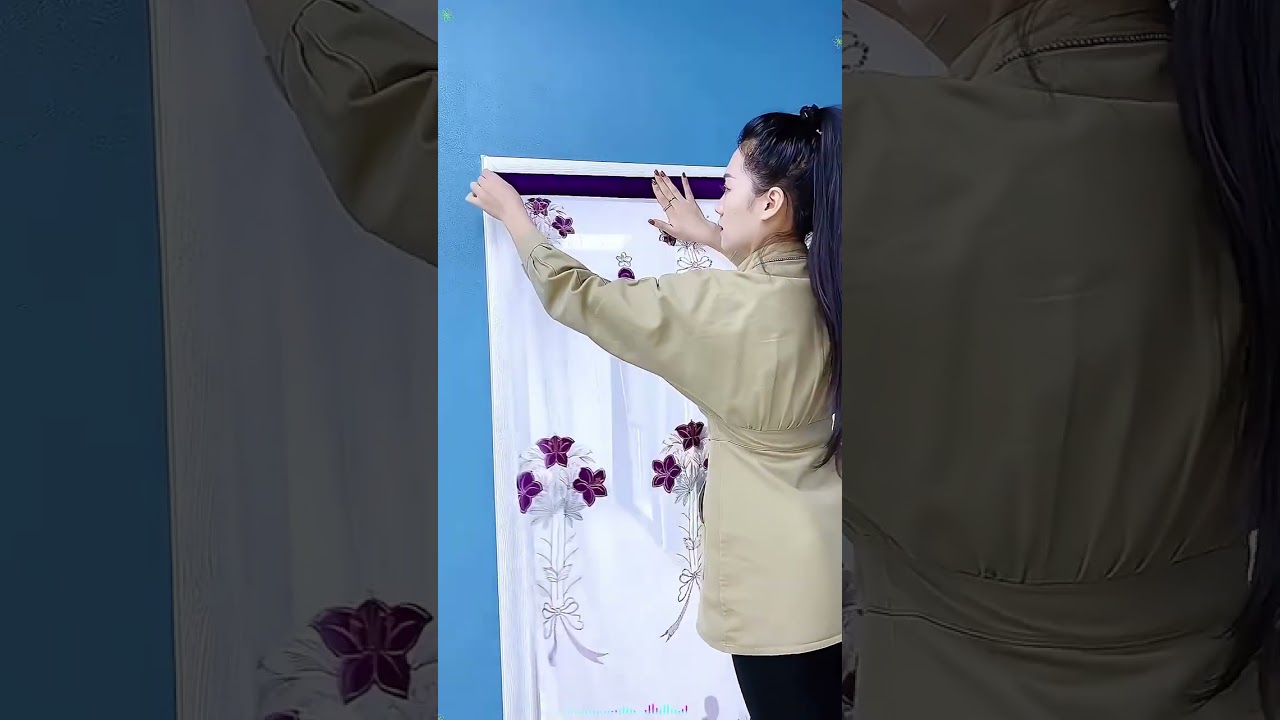 Lily lace door curtain #Double-layer yarn anti-mosquito door curtain #No need to punch holes,