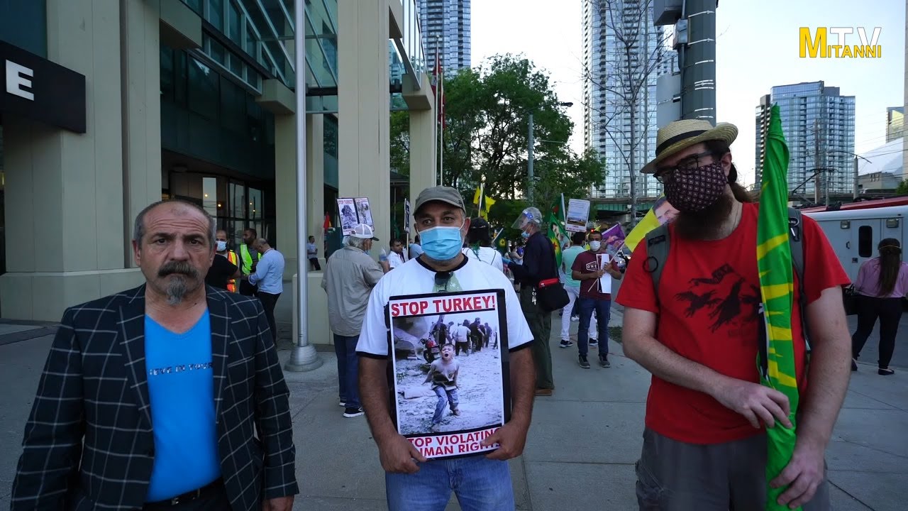 A protest by the Kurds in Toronto to condemn the Turkish regime's attacks on the Kurds.