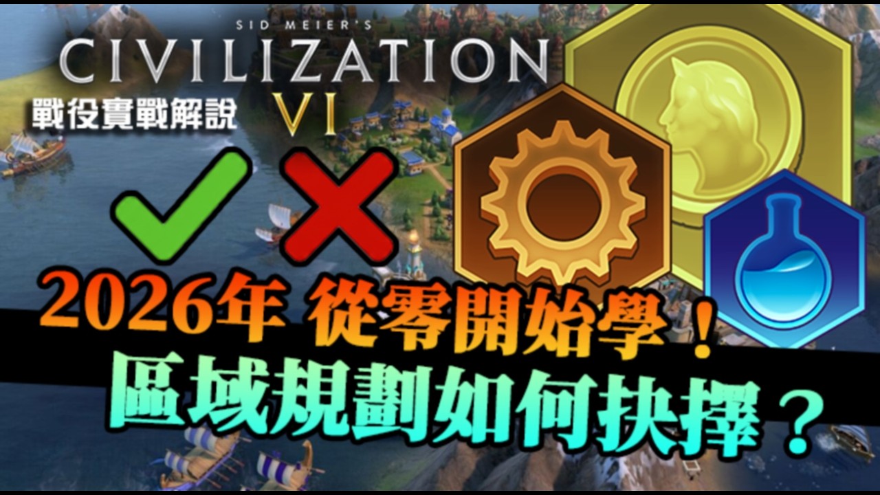 【文明帝國六】區域位置選擇？找尋最高效益配置，2026年 戰役手把手！實戰詳細解說｜EP3