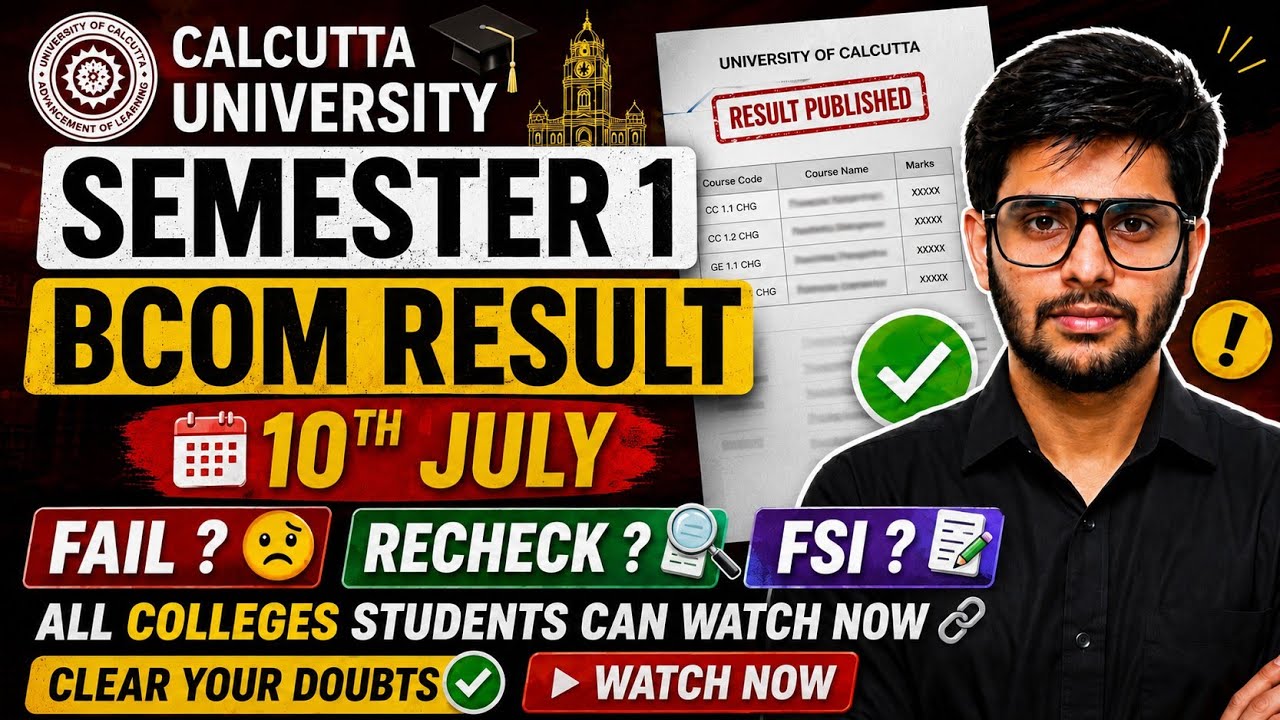 Calcutta University Semester 1 B.Com Result 2026 Fail? Recheck? FSI? Full Guidance for All Colleges
