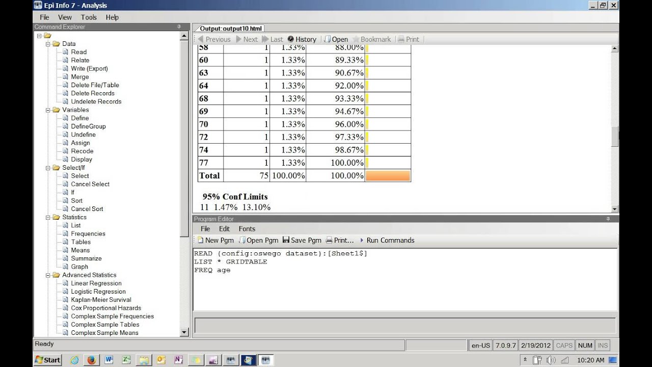 Analysis In Epi info 7