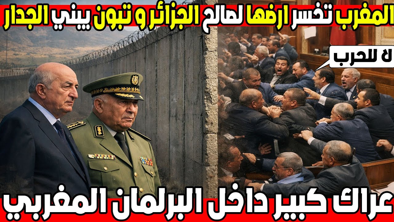 شاهد تبون يبني جدار بيننا و بين المروك و عراك كبير في البرلمان المغربي