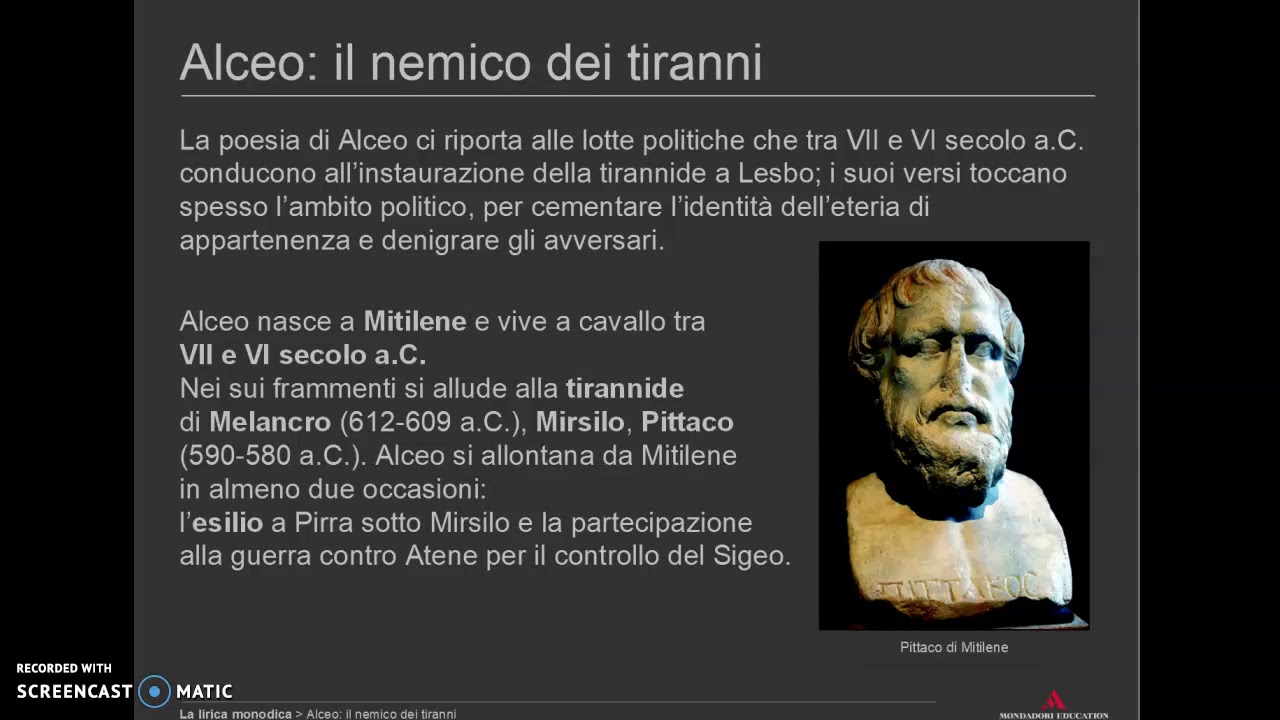 La lirica monodica:Alceo (prof.ssa Della Corte)