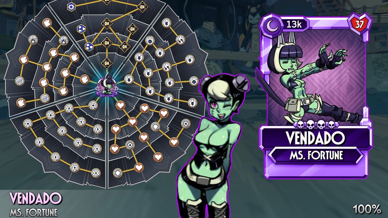 Completando arbol de habilidad y evolucion a diamante ms fortune vendado - skullgirls mobile