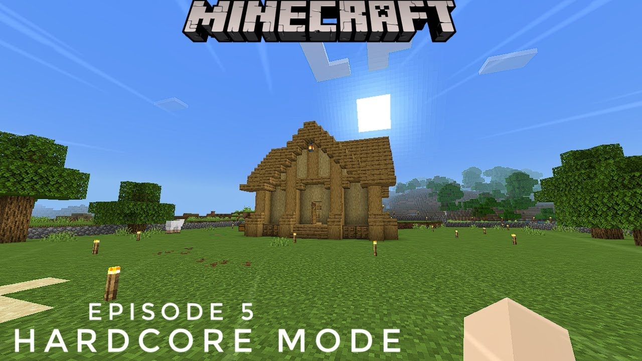 Let's Play Minecraft Hardcore Mode (Win10 and Bedrock Edition) Episode 5 Building the House